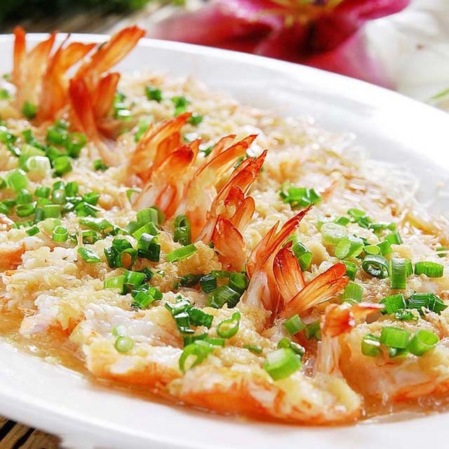 金银蒜蒸开边虾