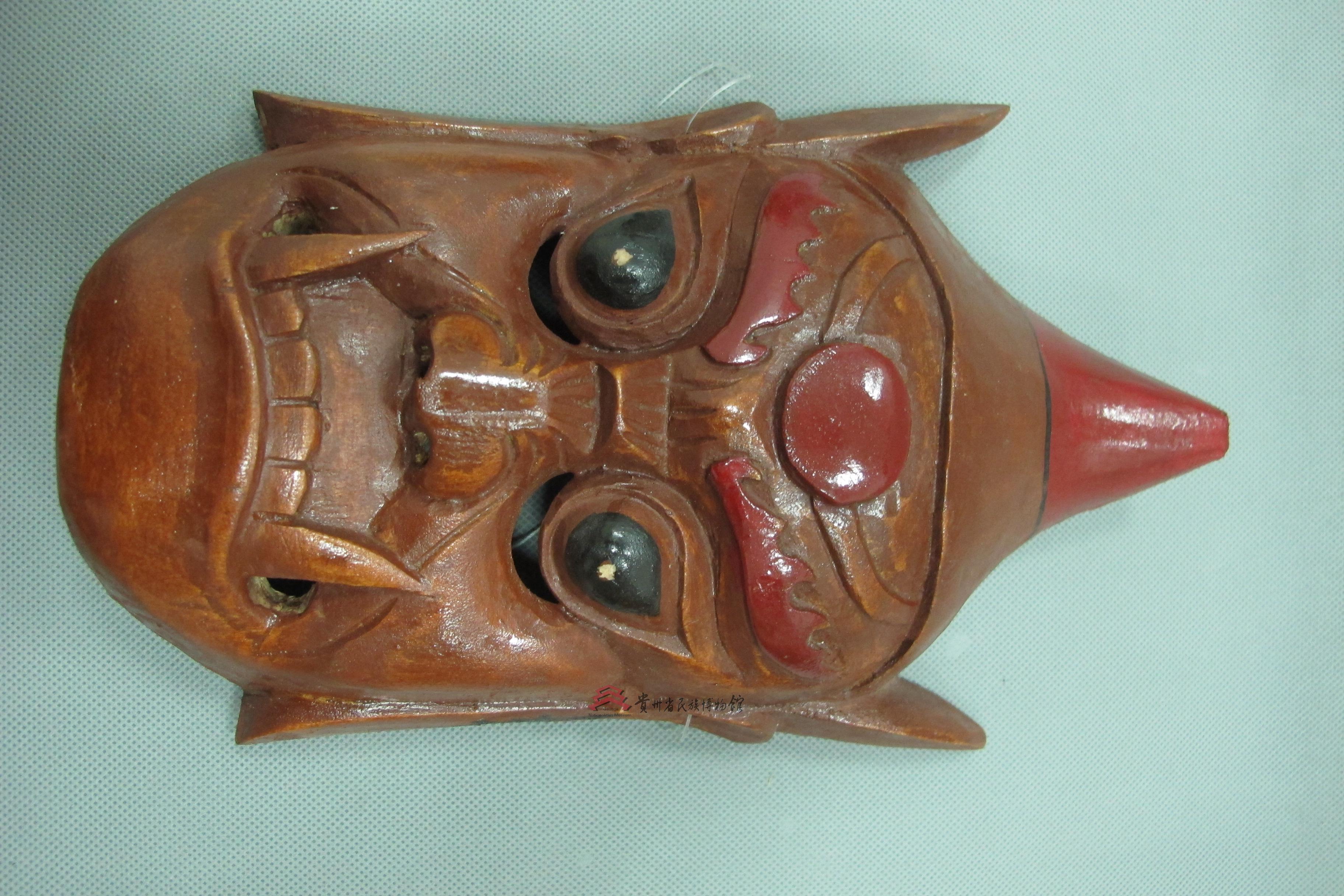 当代德江土家族傩堂戏面具尖角将军