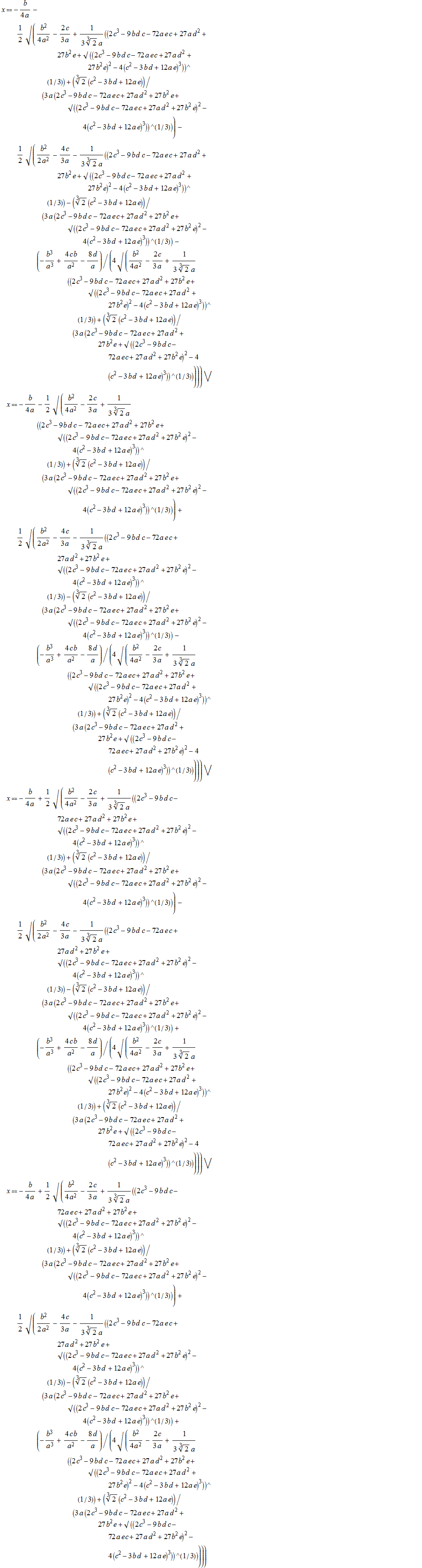 一元四次方程求根公式