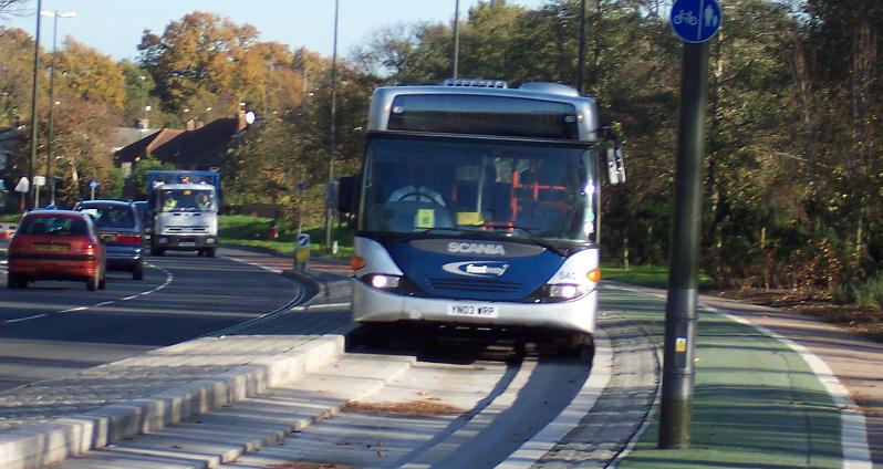 kerb-guided bus
