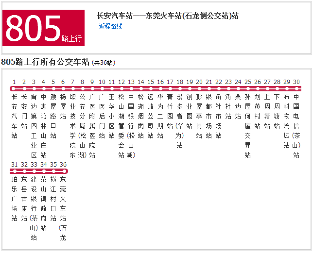 东莞公交805路