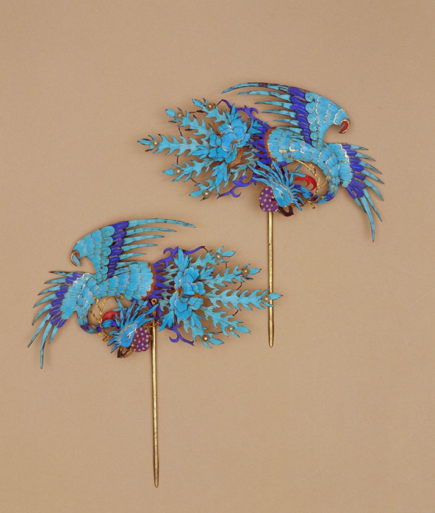 清点翠凤凰纹头花