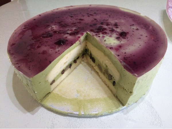 缎带抹茶红豆慕斯蛋糕