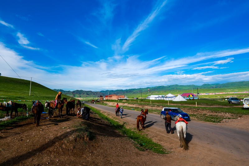  p>于甘肃夏河县城西南1公里处,是桑科乡达久滩("跑马滩"之意)草原的