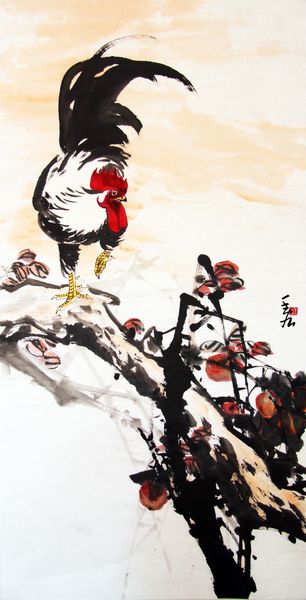 任性情,因趣得神,百鸡千姿,天趣横生,风情万种,被人们称为"王宏画鸡"