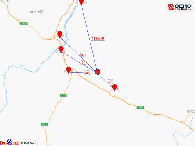 在新疆维吾尔自治区和田地区皮山县发生多次地震