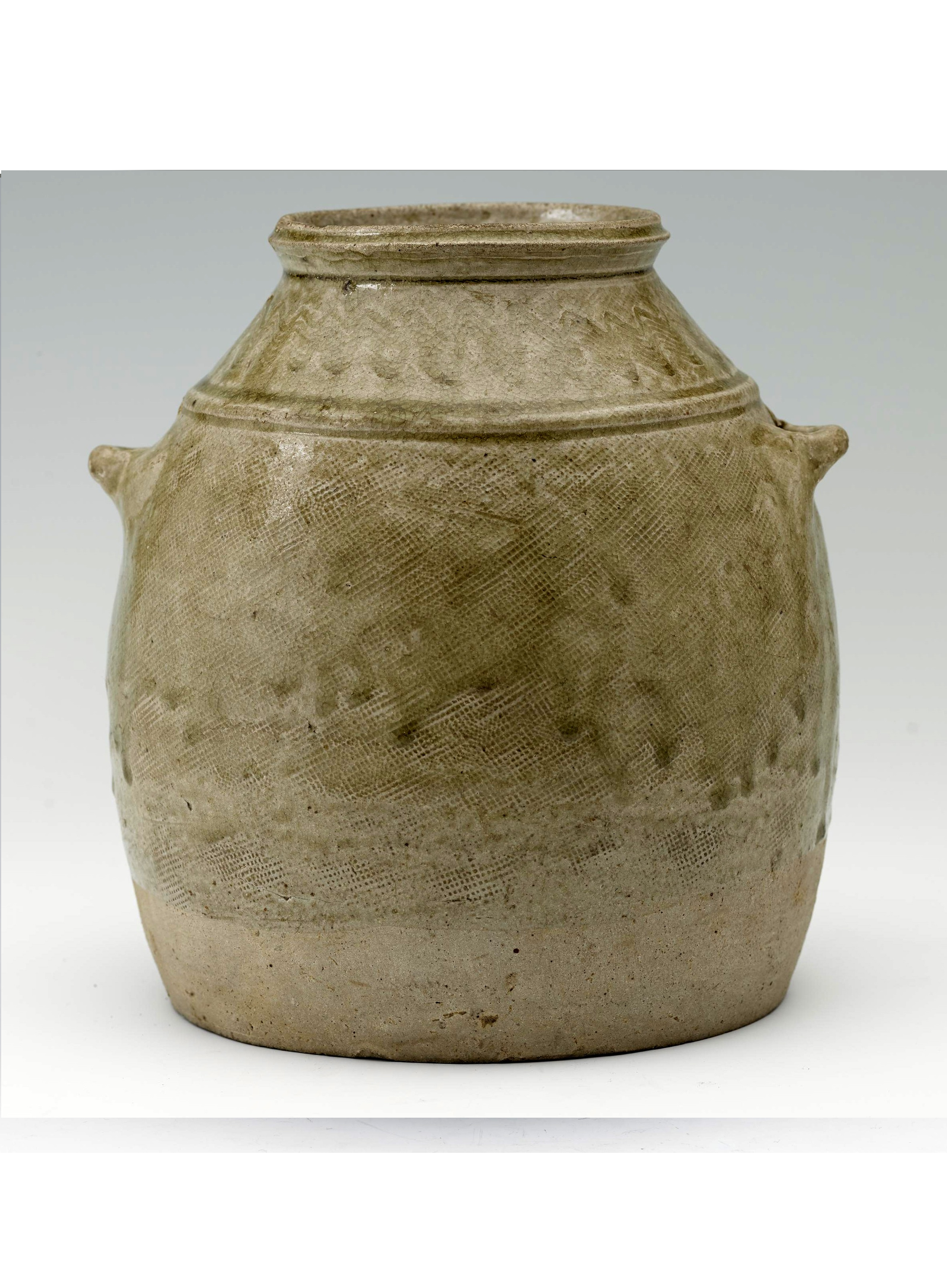 东汉青釉布纹双系壶