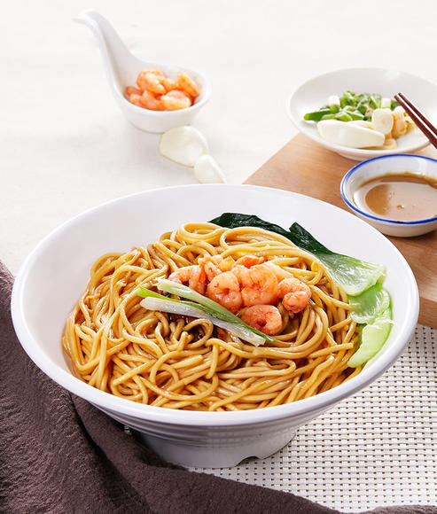 葱油虾仁拌面
