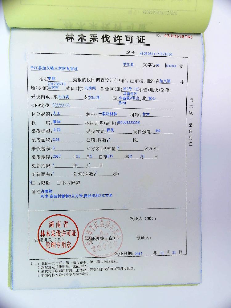林木采伐证