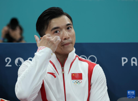 中国选手刘洋在比赛后