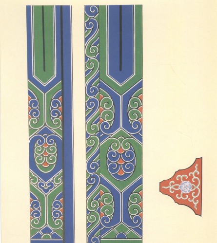  p>雅伍墨彩画是最简单素雅的旋子彩画,它完全不用金,亦不退晕.