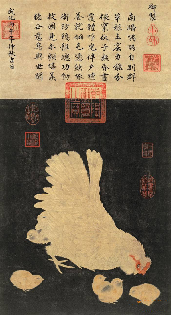二玄社　印刷工芸　宋人子母鶏図　共箱　書　掛軸　中国画　中華民国故宮博物院 蔵 子母鸡图（宋代佚名画家画作）_百度百科