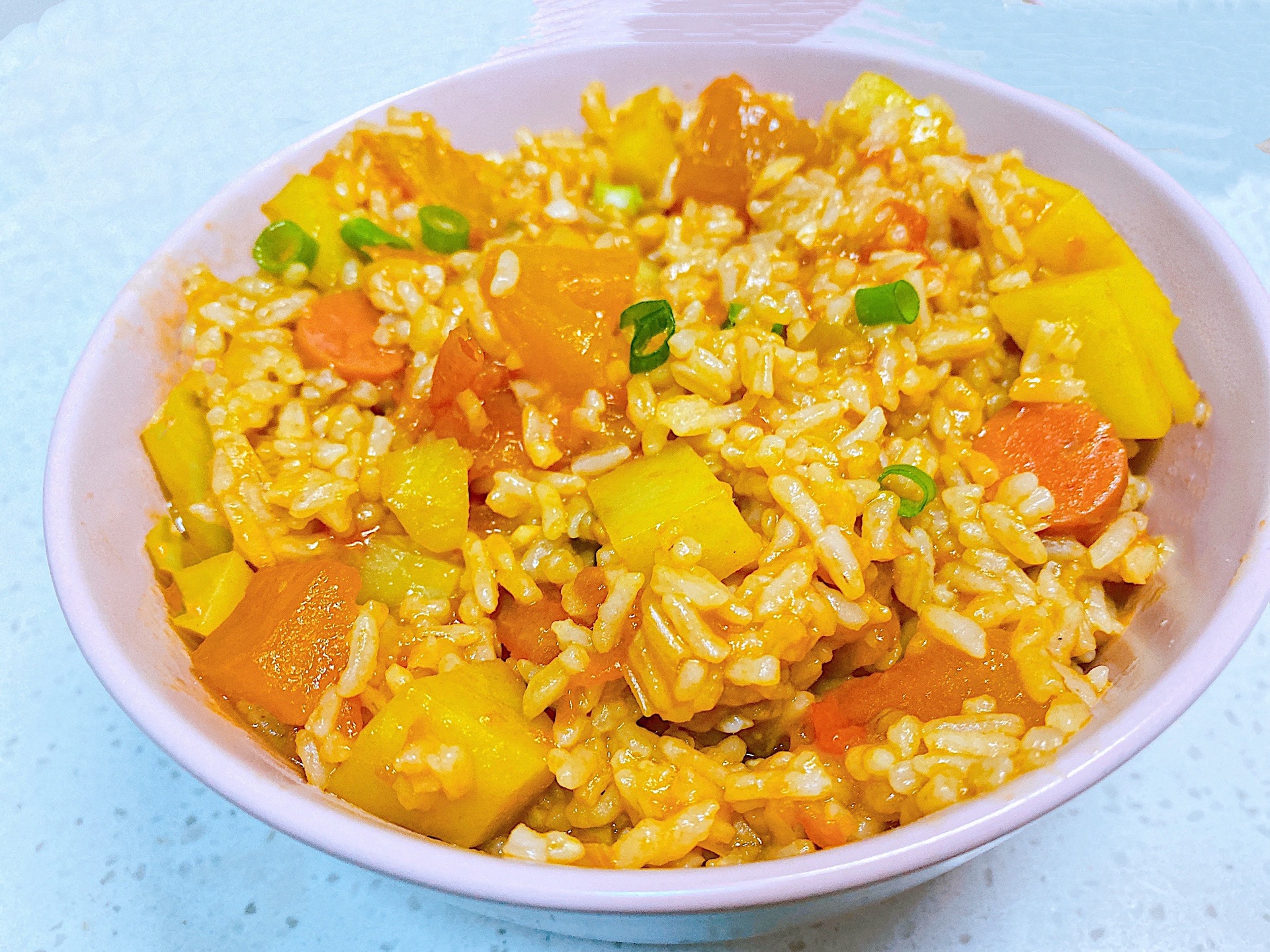 番茄莴笋炒蛋烩饭