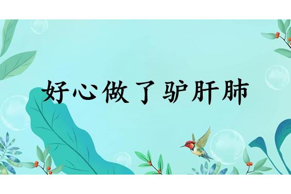 好心做了驴肝肺