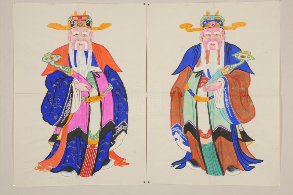 现代四川绵竹如意老臣门神年画