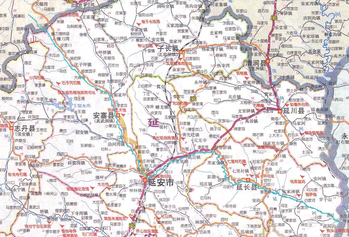  p>延河,昔名区水,去斤水,洧水,延水等.