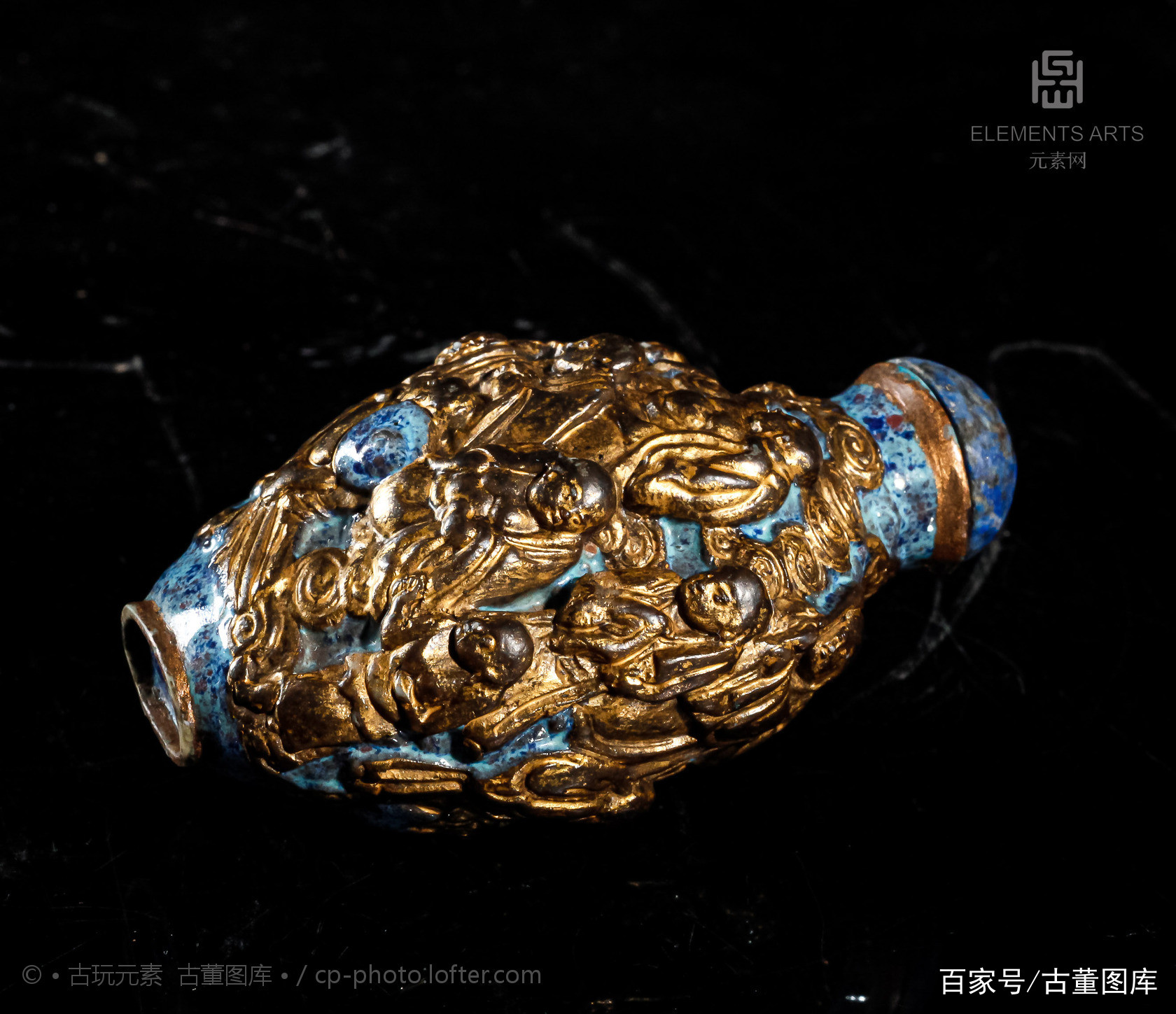 晚清仿古铜釉十八罗汉鼻烟壶_百科TA说