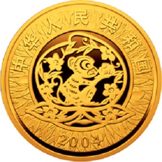 中国 干支シリーズ 記念硬貨 甲申デザイン 10元 2004年 2004中国甲申（猴）年金银纪念币_百度百科
