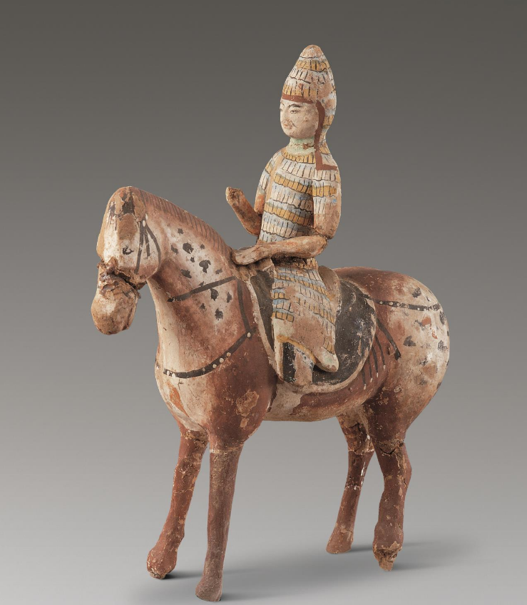  p>唐彩绘武士骑马俑是唐代时期的文物,现收藏于甘肃省博物馆. /p>