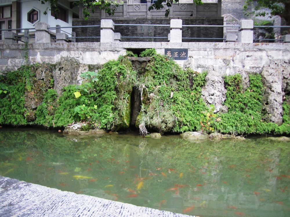  p>禹王池位于河南省洛阳市龙门石窟西山,长8.80米,宽6米.