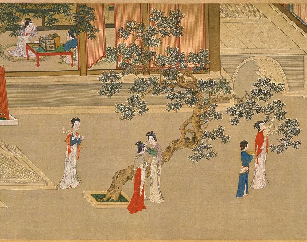 一卷《汉宫春晓图》长卷绘出汉宫侍女的春晓的欢快姿态_百科TA说