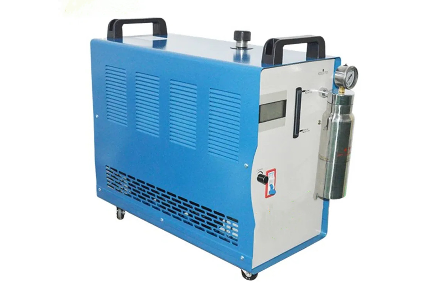  p>氢氧焊接机是利用氢氧焰的高温火焰进行氧焊作业的一种新型焊机.