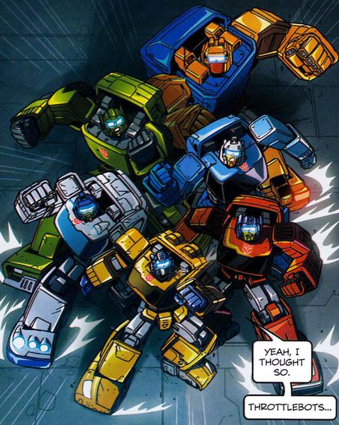 出自动画,漫画作品《变形金刚》系列,是博派汽车人的战斗小队,成员