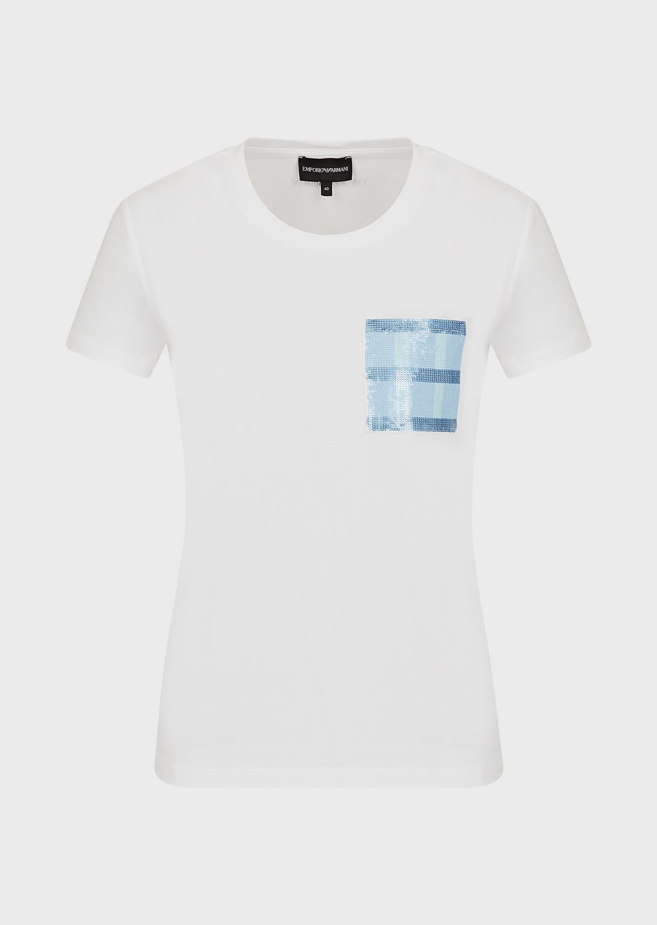 亮片口袋棉质短袖t恤