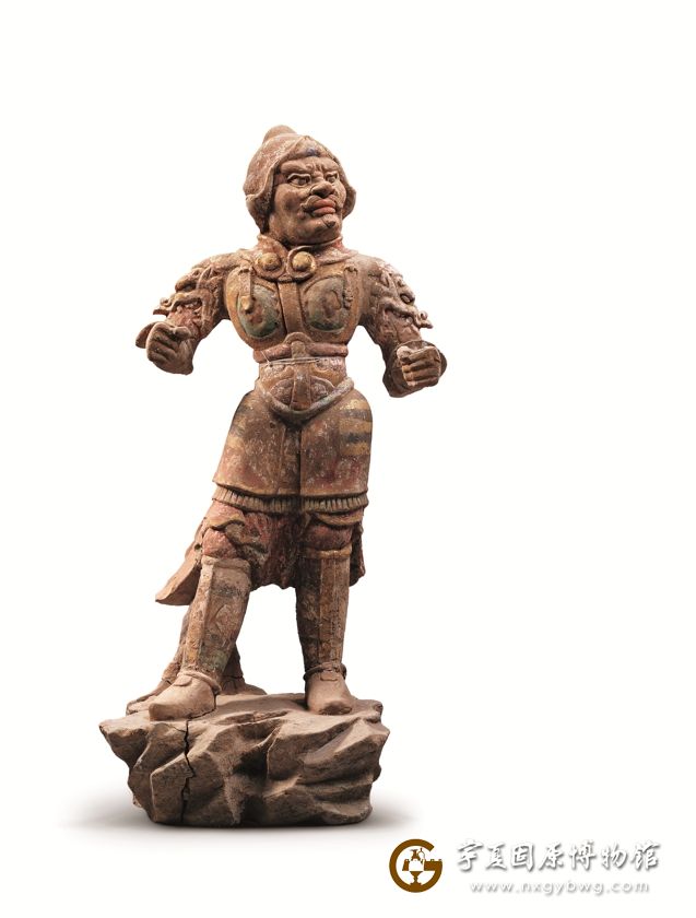 唐彩绘镇墓武士陶俑