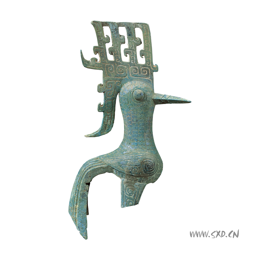 商铜冠鸟为商代的青铜器,该铜鸟的腿及尾部