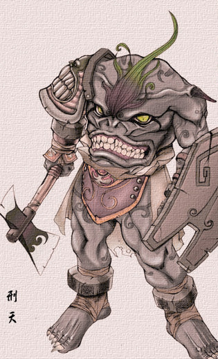 山海经·海外西经》中记载:" 刑天与帝争神,帝断其首,葬之於常羊之山