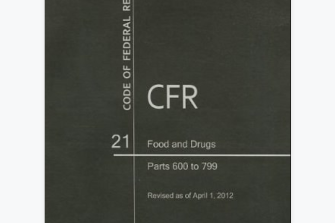 code of federal regulations, title 21, food and drugs, pt.