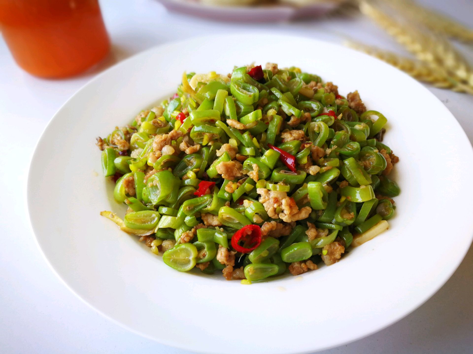 肉末辣椒炒芸豆