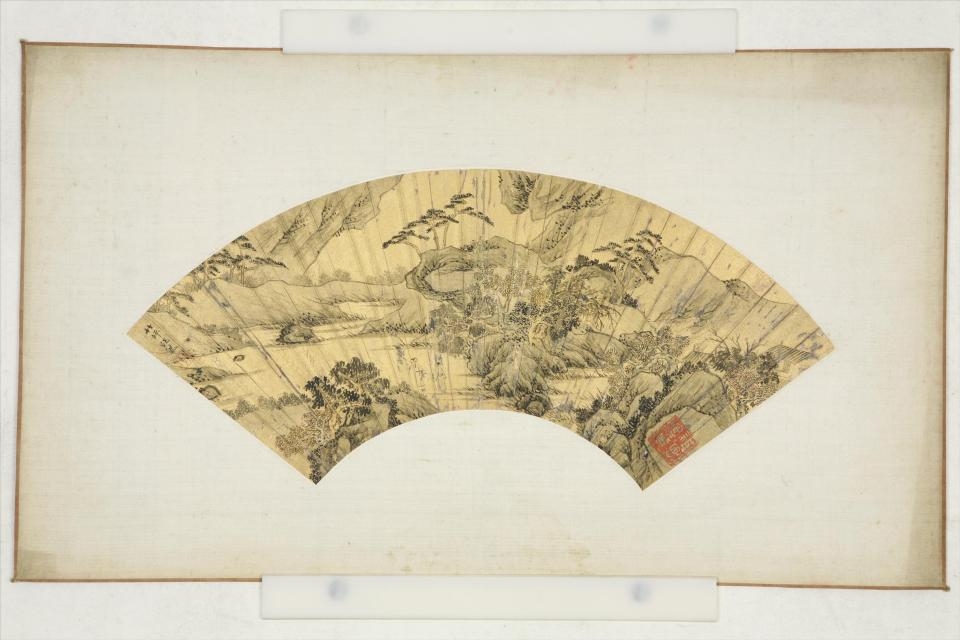 清汪恭山水人物扇面