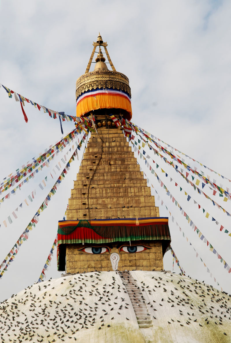  /p> p>博达哈大佛塔(bodhnath)是全世界最大的圆佛塔,白色巨