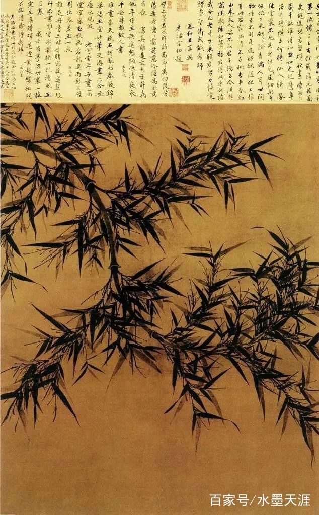 中国古美術・純手描き三尺画芯竹子図・水墨画・鄭板橋印款・書道・肉筆・带水印・宣紙 古代墨竹作品欣赏_百科TA说