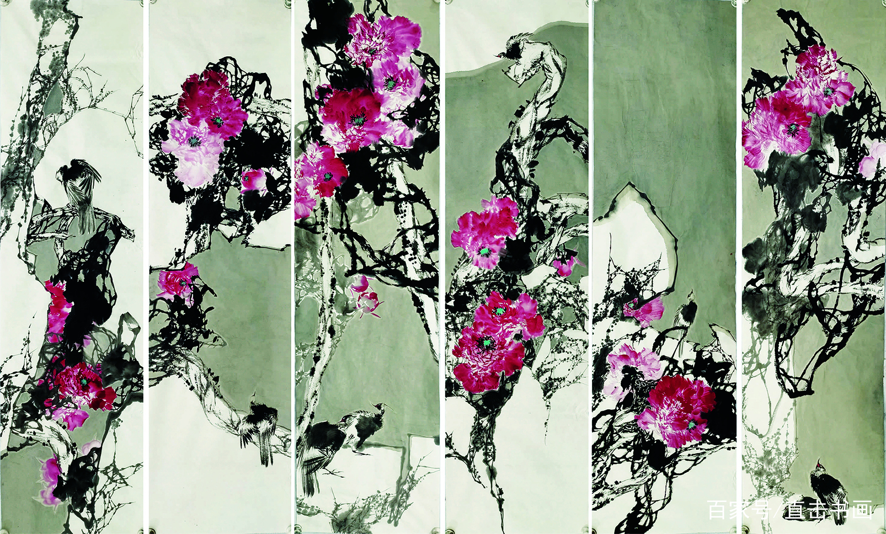 直击书画 满园春色 唯有牡丹最倾城花鸟画家韦智杰作品欣赏 百科ta说