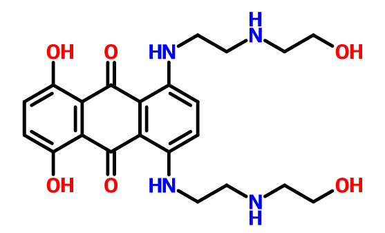 p>米托蒽醌其化学式为1,4-二羟基-5,8-双[[2-[(2-羟乙基)氨基]乙基]