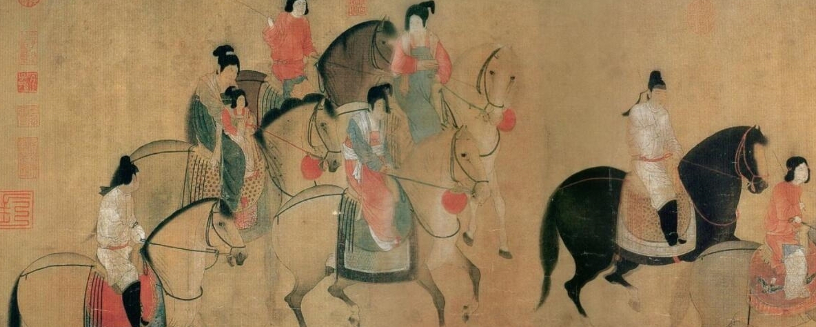水墨画 女性と馬 大判 中国古代の仕女馬に乗る美女唐代美人 中国水墨画 唐宫仕女图：唐代女性的“逆袭”与延续_百科TA说