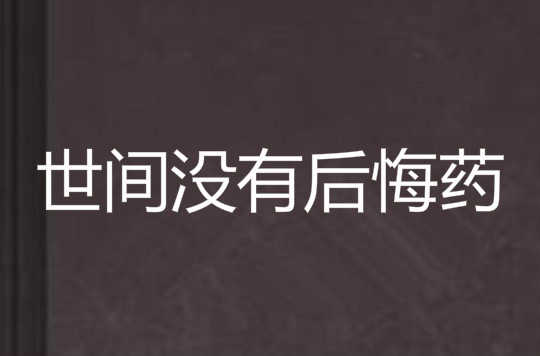 世间没有后悔药