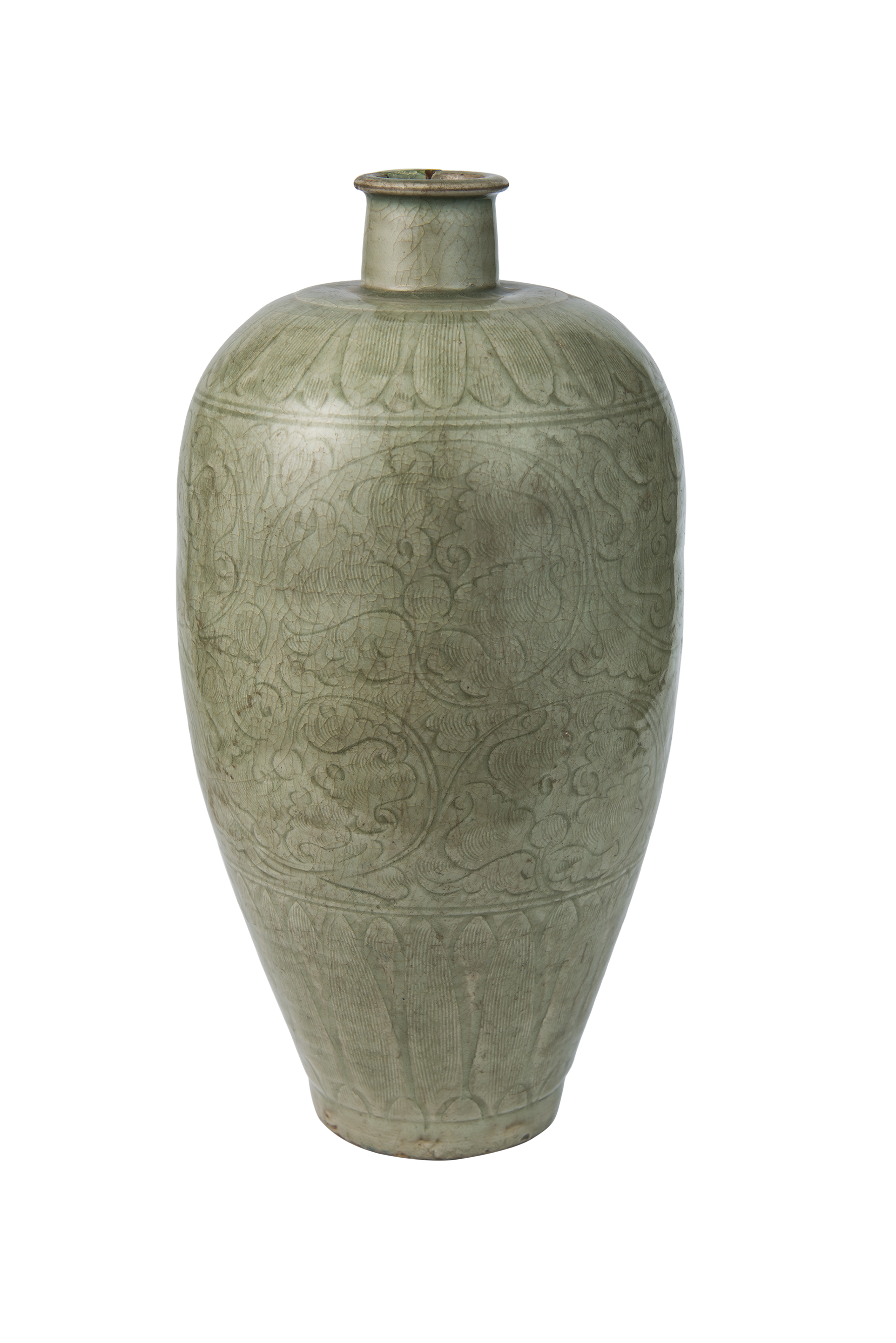 北宋青瓷牡丹纹梅瓶