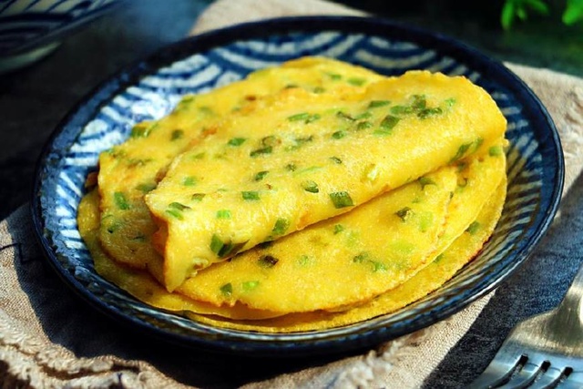 玉米面香葱蛋饼