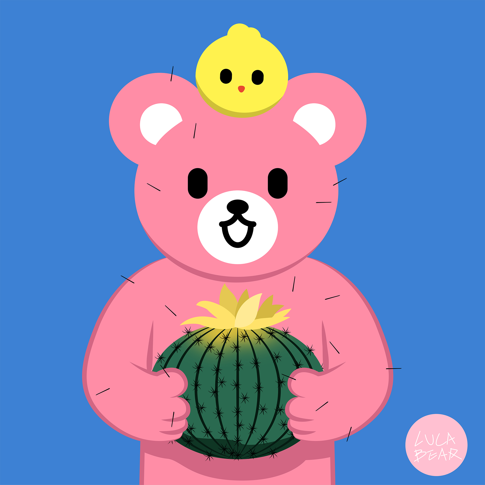  p>原创潮流卡通形象luca熊 是一只全身粉色的可爱小熊,luca熊性格