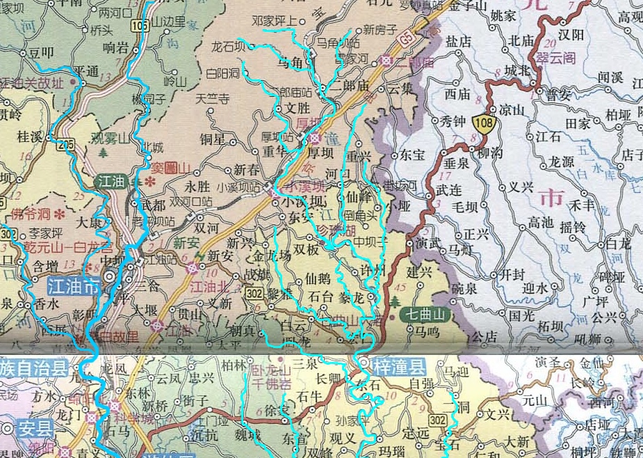 一般以梓潼县为界,上游称潼江,下游称梓江.