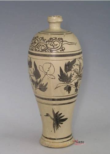 磁州窑白釉黑花花鸟纹梅瓶_百度百科
