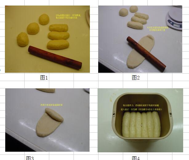 重新排列后整形烘烤制作而成的面包 /p>