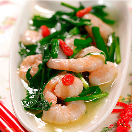 韭菜枸杞炒虾仁