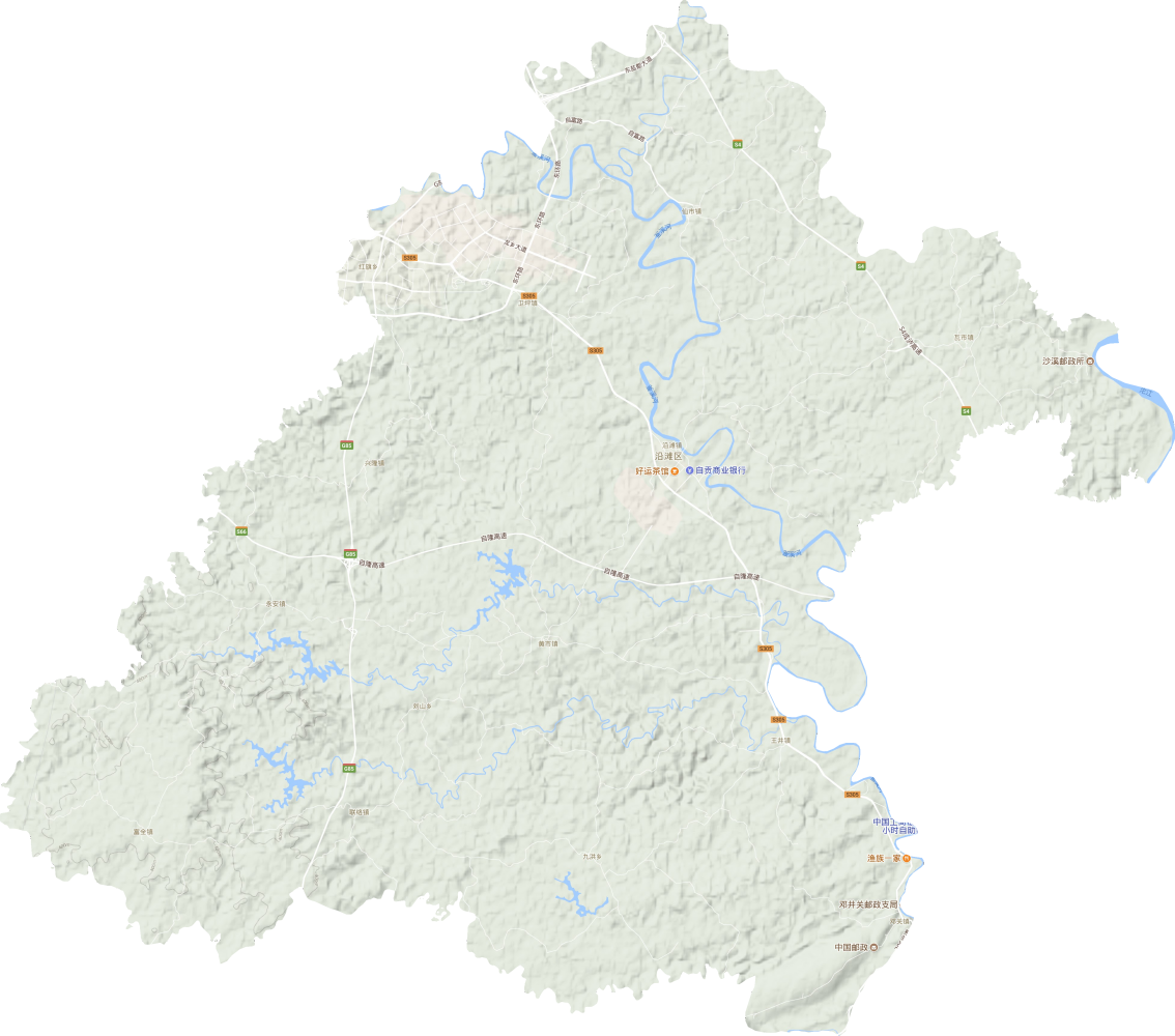 <p>沿滩区地形图高清版大图