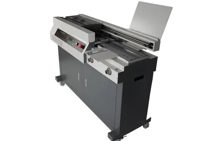  p>cb-976z5高速全自动胶装机是制本长度为420mm的彩霸品牌无线胶装机