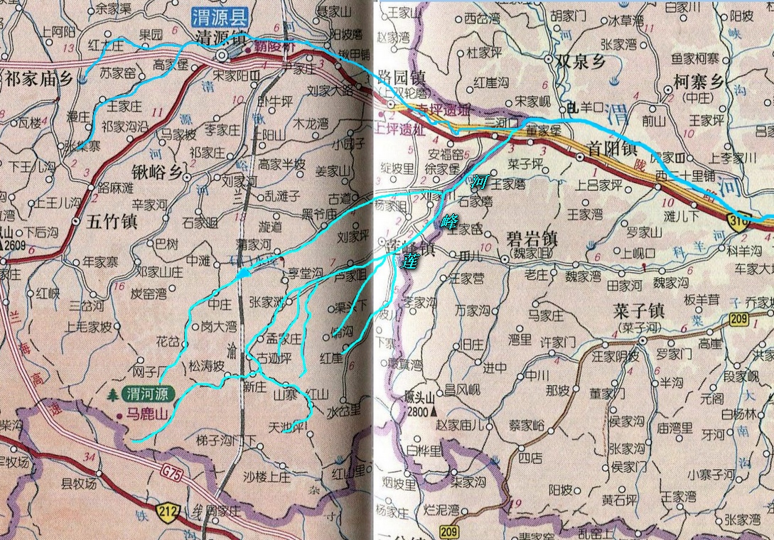 黄河支流渭河的支流,发源于甘肃省渭源县莲峰镇西南的五嘴崖,流经莲峰
